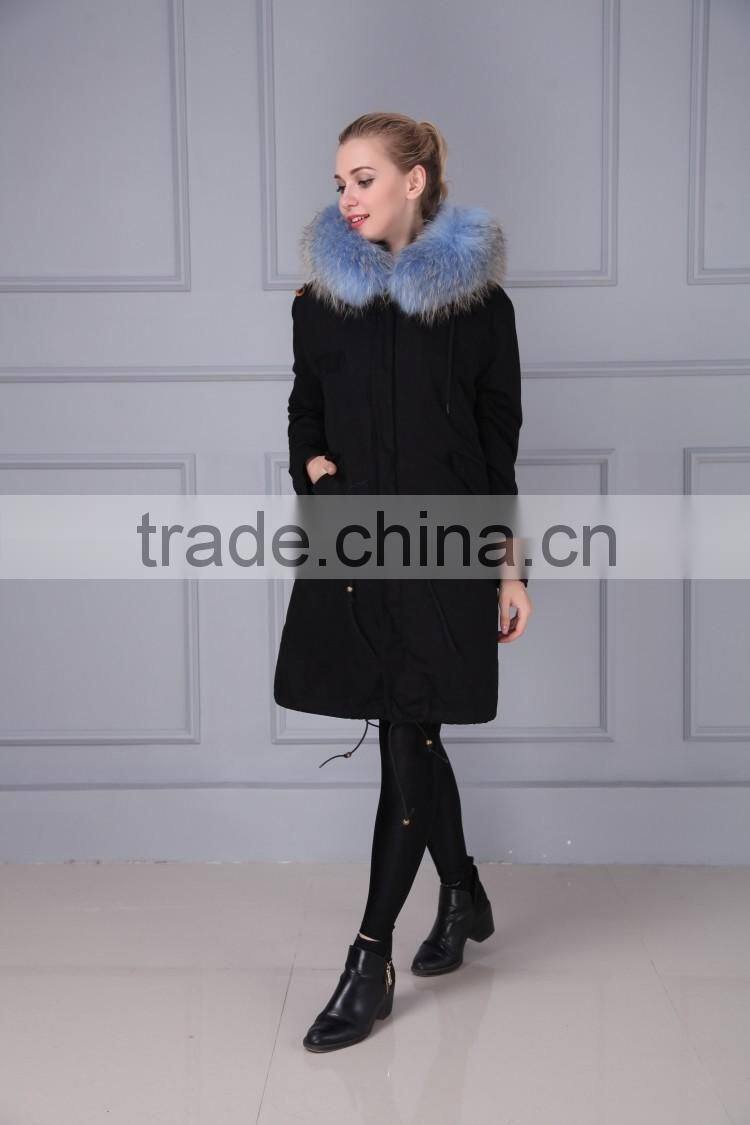 Hot sale wholesale cotton winter coat real fox fur lining parka for women and men