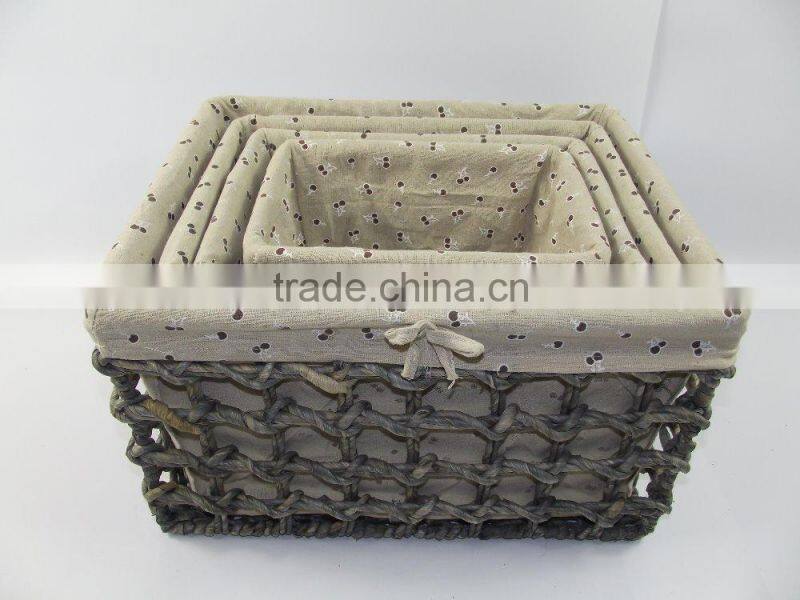 2015 new set of 4 maize husk storage baskets with lining-cheap wicker/rattan baskets