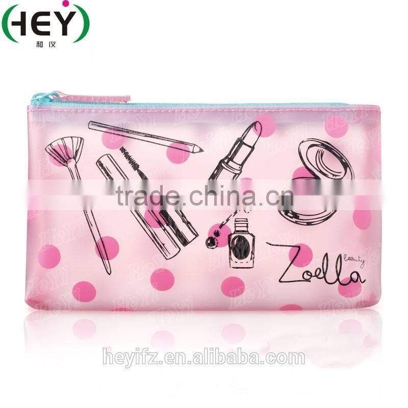 2016 New Arrival Semicircle Rose Red Glossy PVC Travelling Makeup Case With Handle