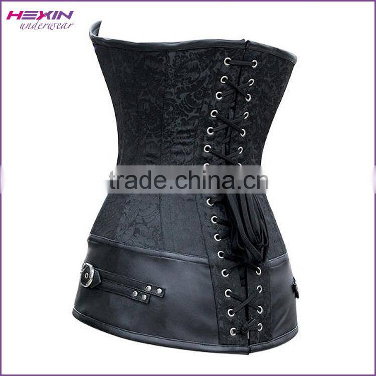 Unique Design Red Stripe Overbust Front Zipper Steampunk Lace up Elegant Corset Tops