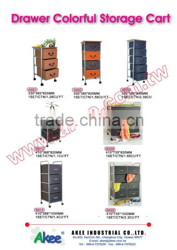 Home office colorful storage cart with drawer