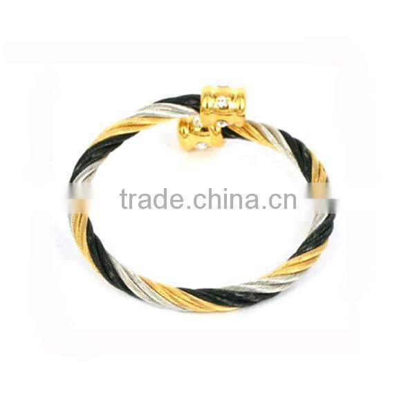 High quality stainless steel cuff bracelet blank cable cuff bracelet twisted cable cuff bracelet with gold cross charms LB8392