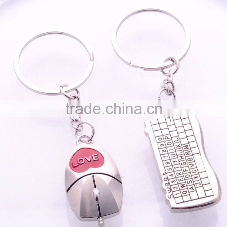 >>>2016 popular valentine's day gifts metal charm lover couple Mouse and keyboard key chain/