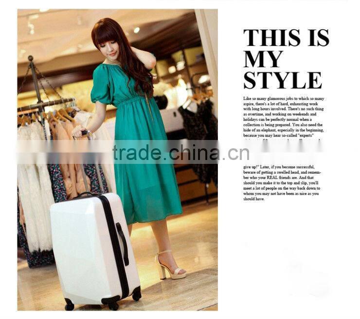 2014 china alibaba fashionable bag top-quality travel trolley luggage ,hot sale suitcase with hardshell and diamond shape