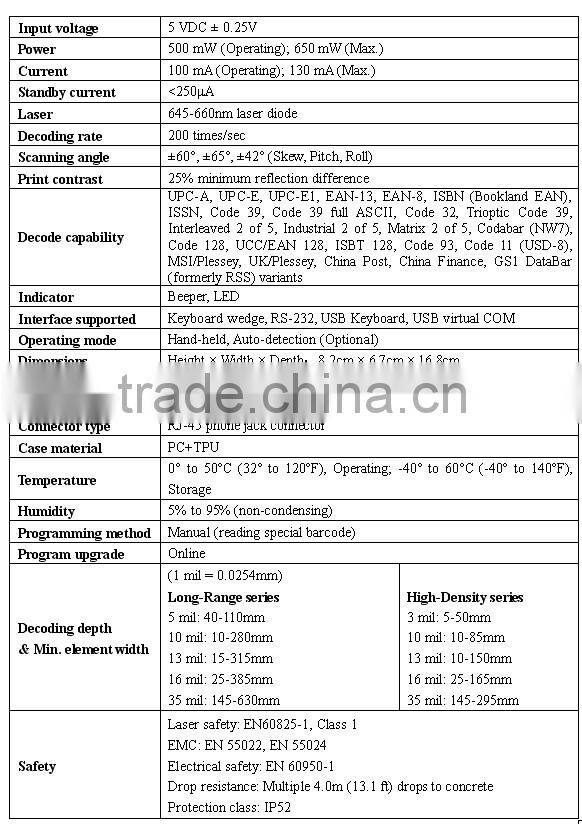 MD2230+ handheld laser barcode scanner with high performance