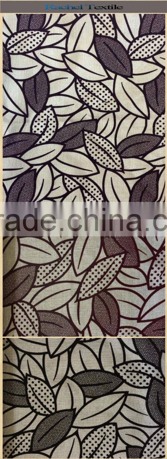 280gsm polyester cotton fabric leave pattern linen cotton fabric various color