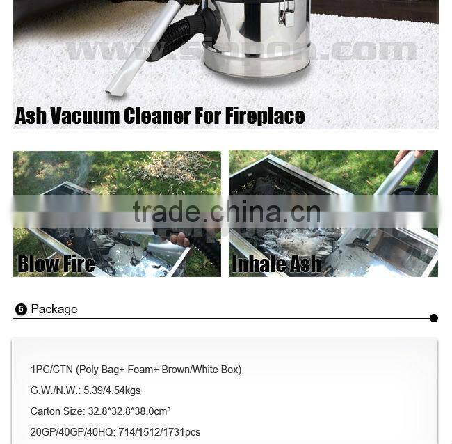 Ash cleaner 800W bin 20lt steel pipe pellet stove chimney BJ121-20L