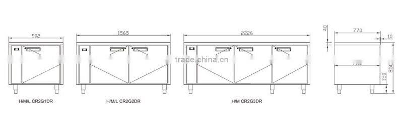 2/1 GN Low Temperature 2 Doors Spilt Type Counter Top Freezer