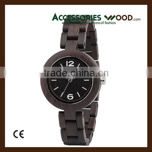 Luxury dark color wood wrist wooden watch for lady in 2016