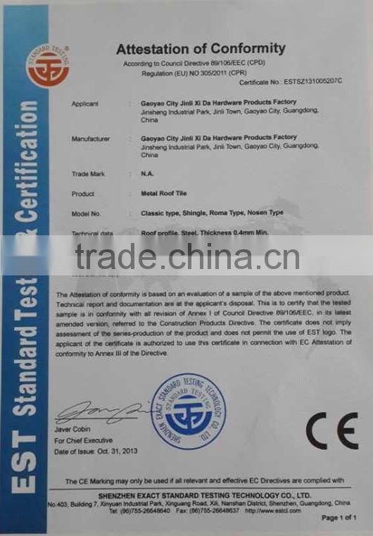 Classic Modern Lightweight Colorful Stone Coated Metal Roofing Tiles Supplier