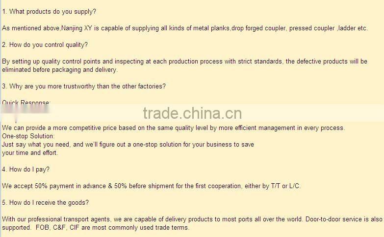 Steel scaffolding system parts