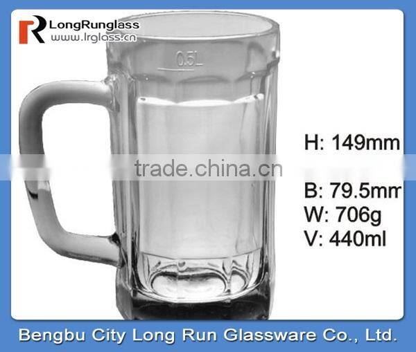 LongRun 12oz top quality standard size cold beer mugs glass water glass with handle