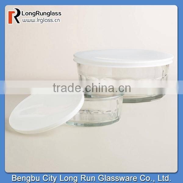 LongRun 9" New Design Working Glass Bowl with Plastic Lid Charming Glass Serveware Wholesale