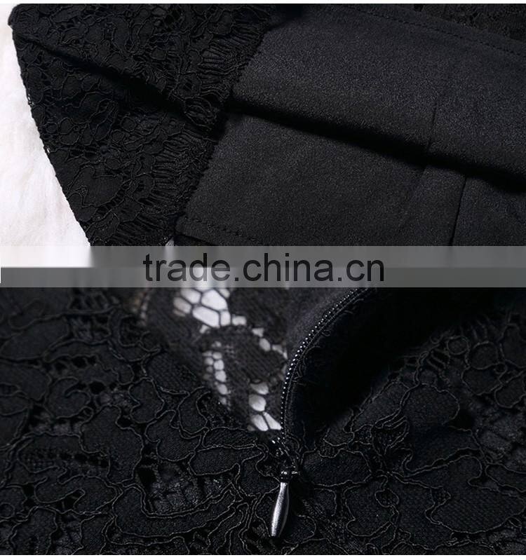 Wholesale 2016 Summer Women Black White Pink Tops Lining Lace Blouses Back Zipper Short Sleeve Slim Fashion Design Lady Blouse