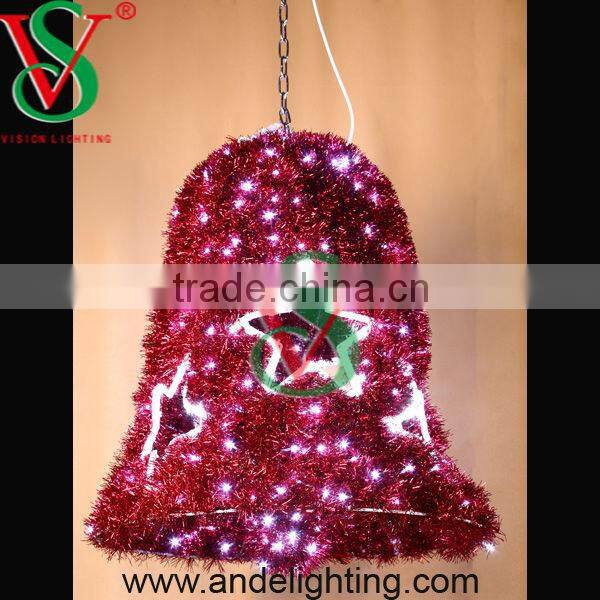 Beautiful LED 3D garland hanging bell motif light Christmas decoration