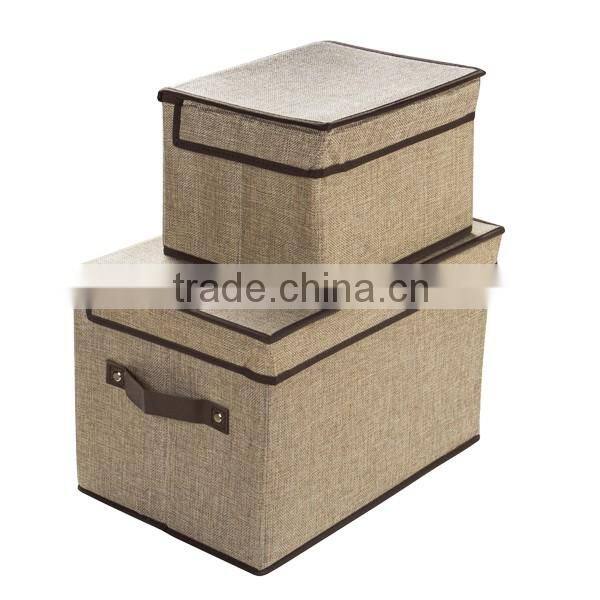 Natural Polyester multipurpose folding Collapsible Closet clothes Storage Box With Lid