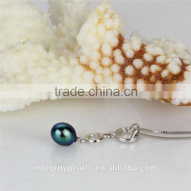 925 silver peacock 9-10mm AAA drop single freshwater pearl pendant