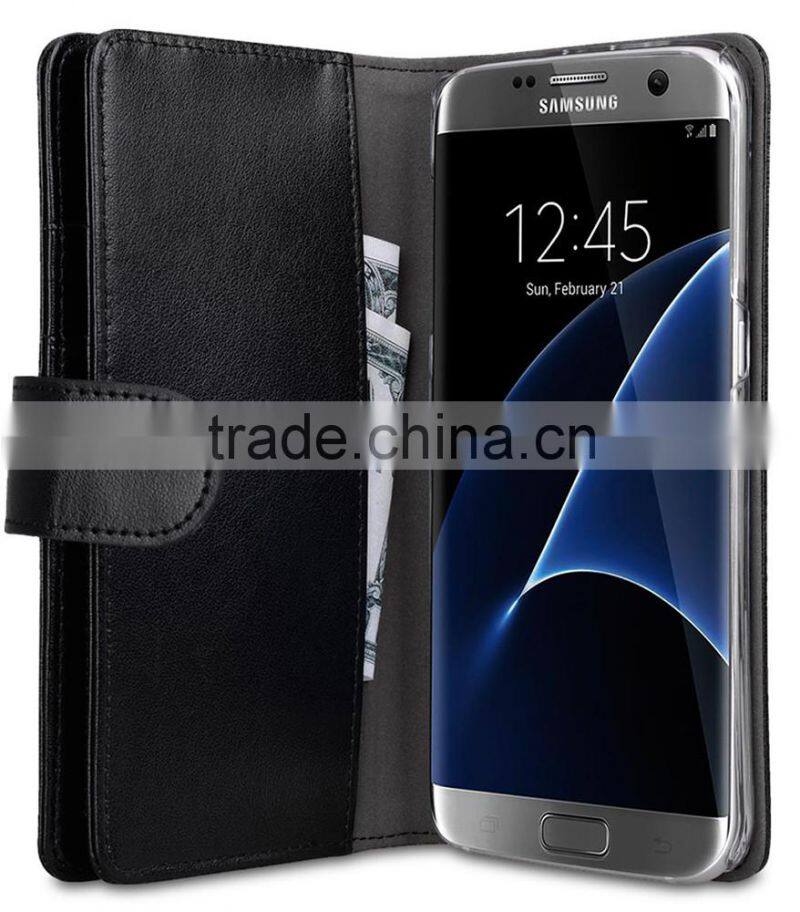 Popular Black Wallet MOBILE PHONE CASE Double Layer PU Leather Case for Samsung Galaxy S7 Edge