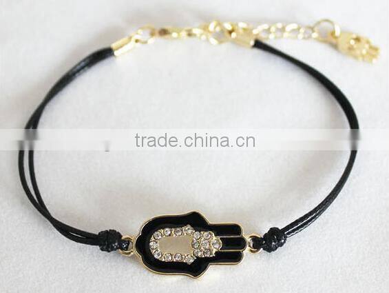 Fashion enameled hamsa hand for elastic rope bracelet