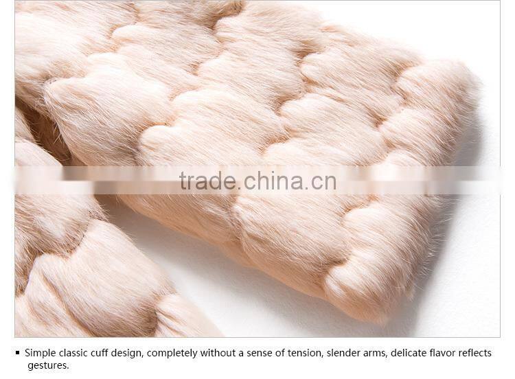 half sleeve winter long rabbit fur coats women made in China