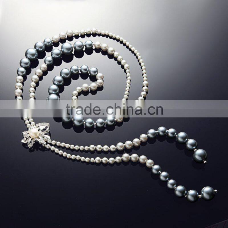 Glass Beads Chucky Necklace with Imtation Pearls Assortment