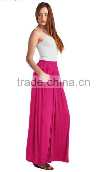 Guangzhou Clothes Factory Supplier 2016 Summer Rayon Spandex skirts cheap price pictures of long skirts with pockets