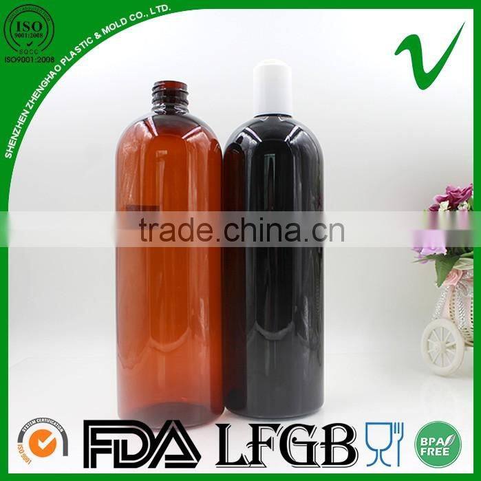 PET customized empty boston round plastic shampoo bottle with pump