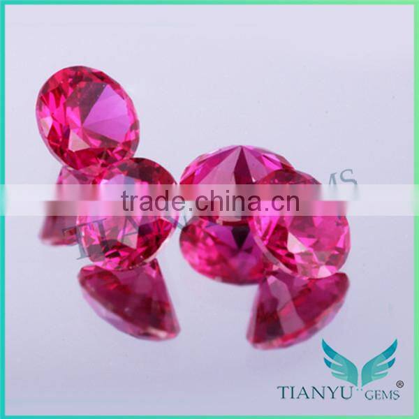 WUZHOU gems loose cubic zirconia 5# round shape synthetic corundum ruby gemstone