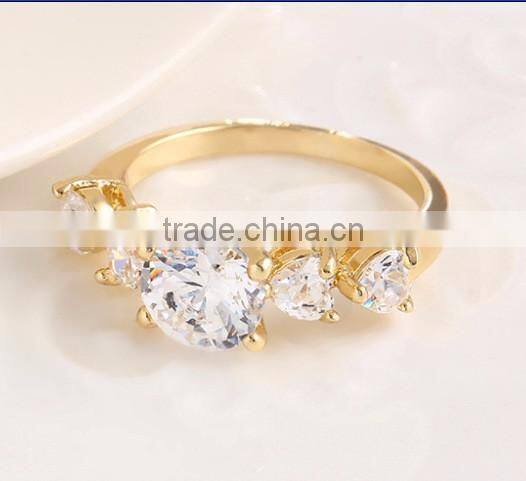 Hot sale 18K real gold plated ring fashion new crystal rings wedding
