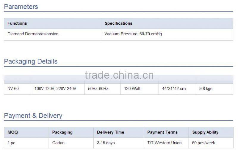 NV-60 beauty equipment b2b dermabrasion hot sale in this year