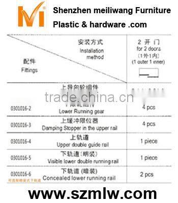 damping type inner sliding door fittings
