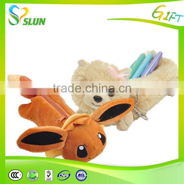 Soft Animal Cow Pencil Case Bags Round Shape Plush Cow Pencil Case