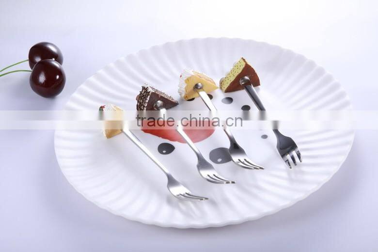 Custom design stainless steel dessert flatware sets with poly handle