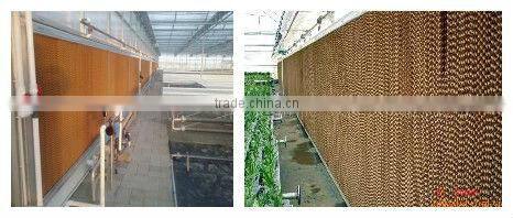 pad and fans for greenhouse cooling system