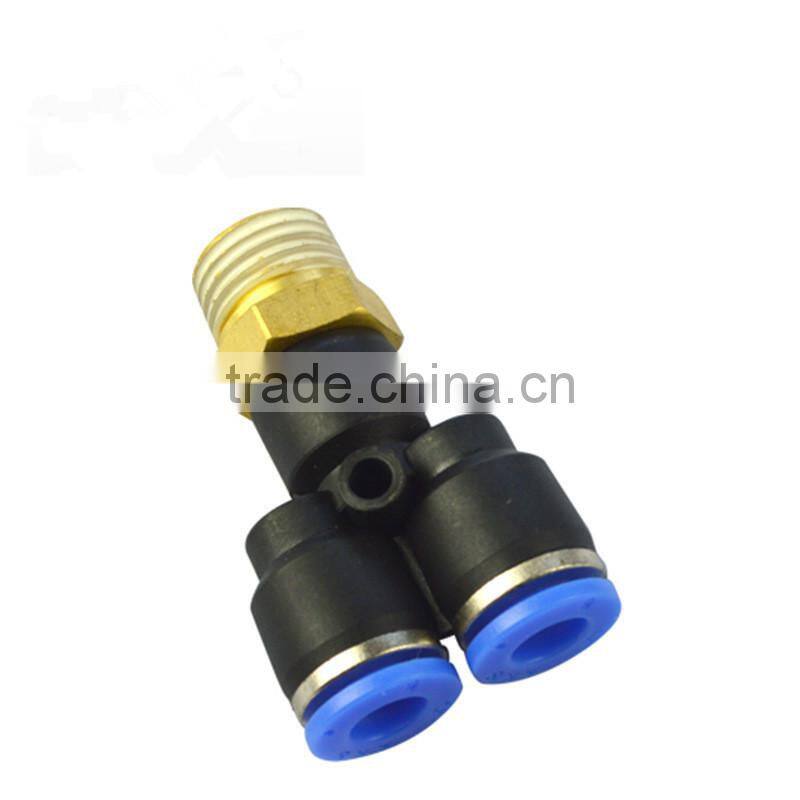 Y type ppr hose connector with male brass valve ,pu connector