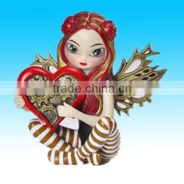 little beauty girl polyresin valentine heart craft