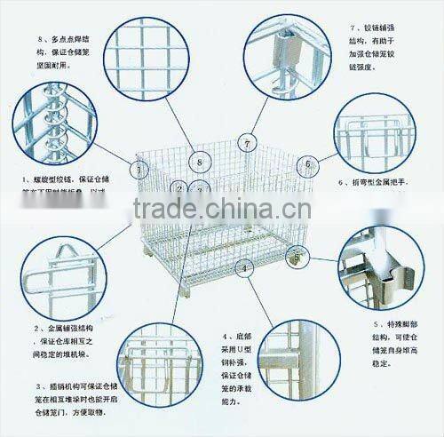 Foldable wire Mesh Cage Pallet with wheel