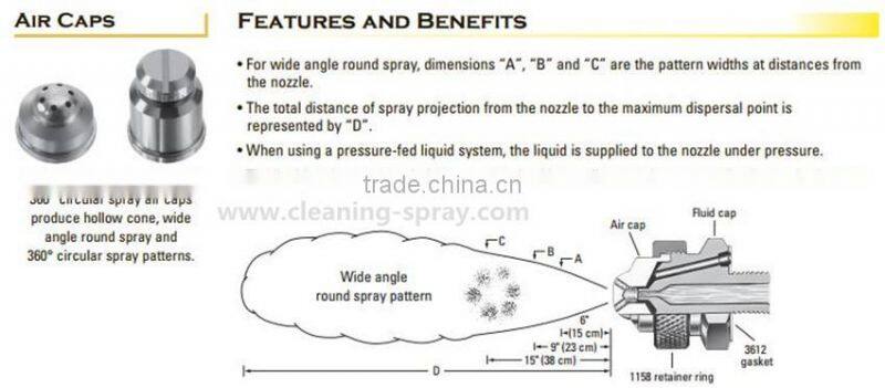 Wide angle spray pneumatic air atomizer nozzle