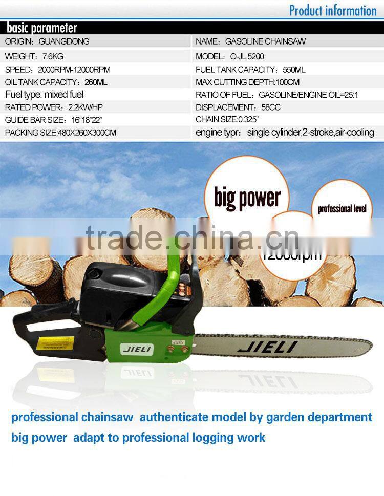 5200 MS 52cc gasoline gasolin chain saw poulan dolmar chain saw top pole long handle chainsaw steel mini chain saw