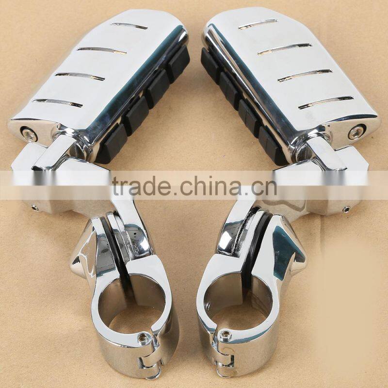 Chrome 360 degree Adjustable Highway Footpeg Footrests For 32mm