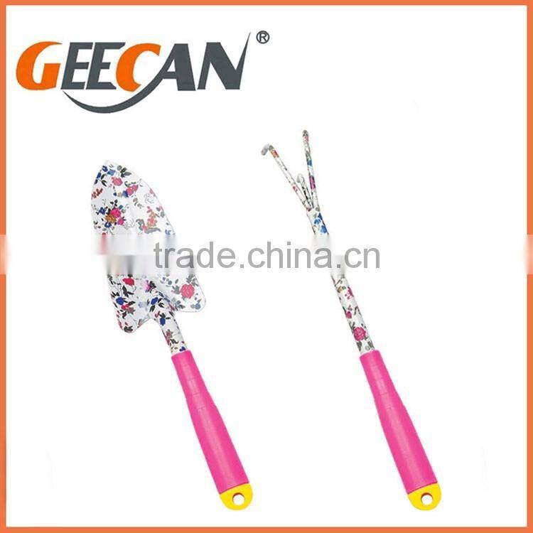 Mater material Garden tools set with floral printing including shovel and rake
