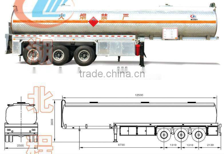 3 Axles Aluminum Alloy Crude Oil Semi Trailer 55000L