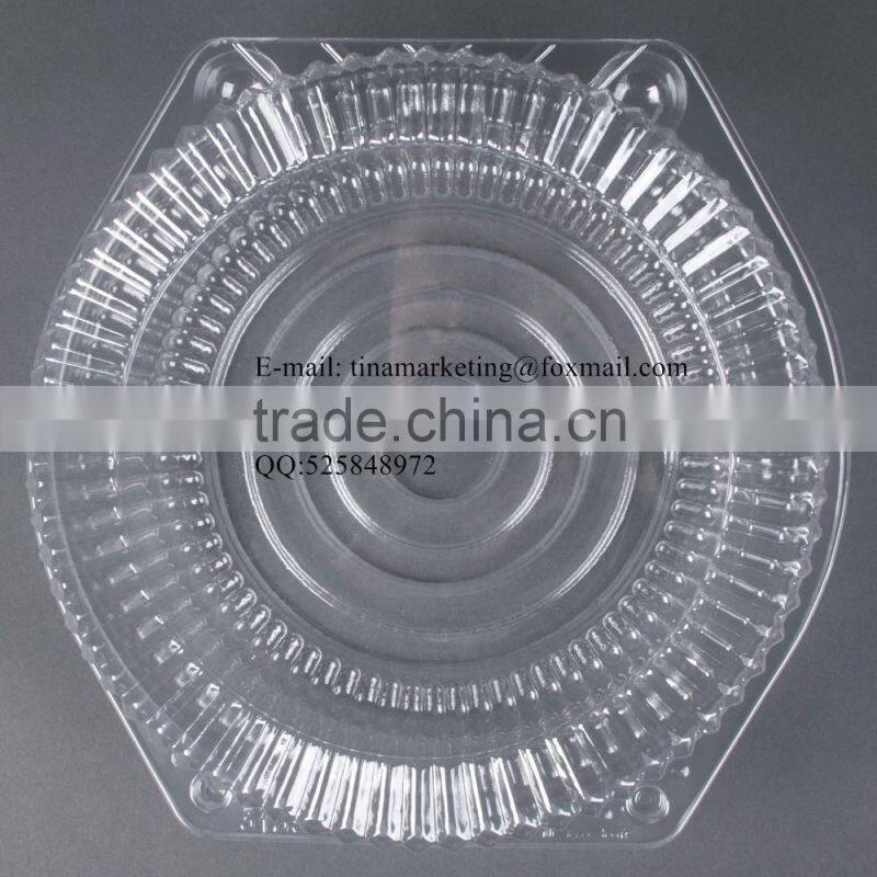 10" Hinged OPS Plastic Deep Pie Container, Plastic Clamshell Round Hinged Cake Container