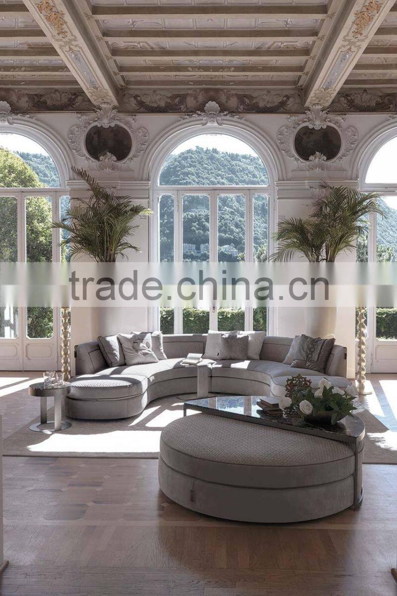 Italy Style Living Room Sectional Sofa Set/ Post-Modern Design Fabric Chesterfield Couch Daybed/ Luxury Stylish U-shape Sofa Set