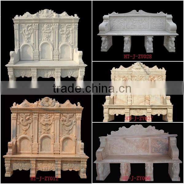 White Stone Marble Garden Table Bench