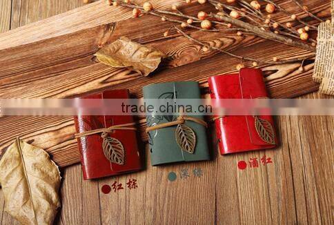 cy280 11*8cm Retro fashion leather leaves men's women's creative tying Card Pack card holders