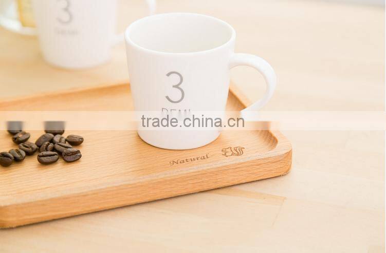 Wood Rectangle Sculpture Flower Coffee Tea Dessert Food Serving Plate Tray