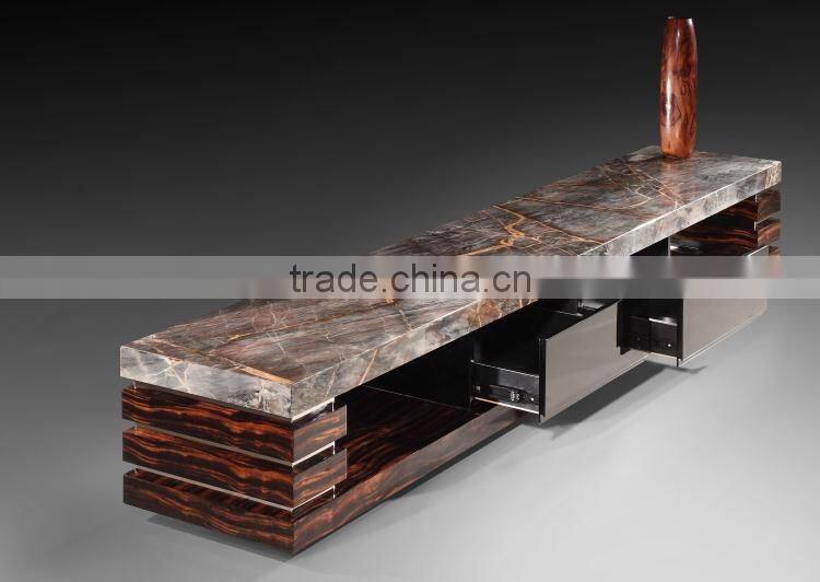 Modern italian nature marble top tv cabinet with drawer for living room