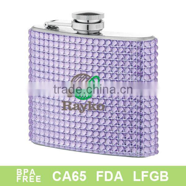 Premium Stainless Steel diamond Wrapped Hip Flask