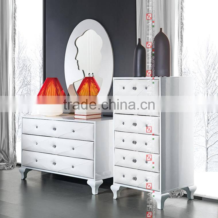 white leather bed / double bed frame / dubai bed furniture B904